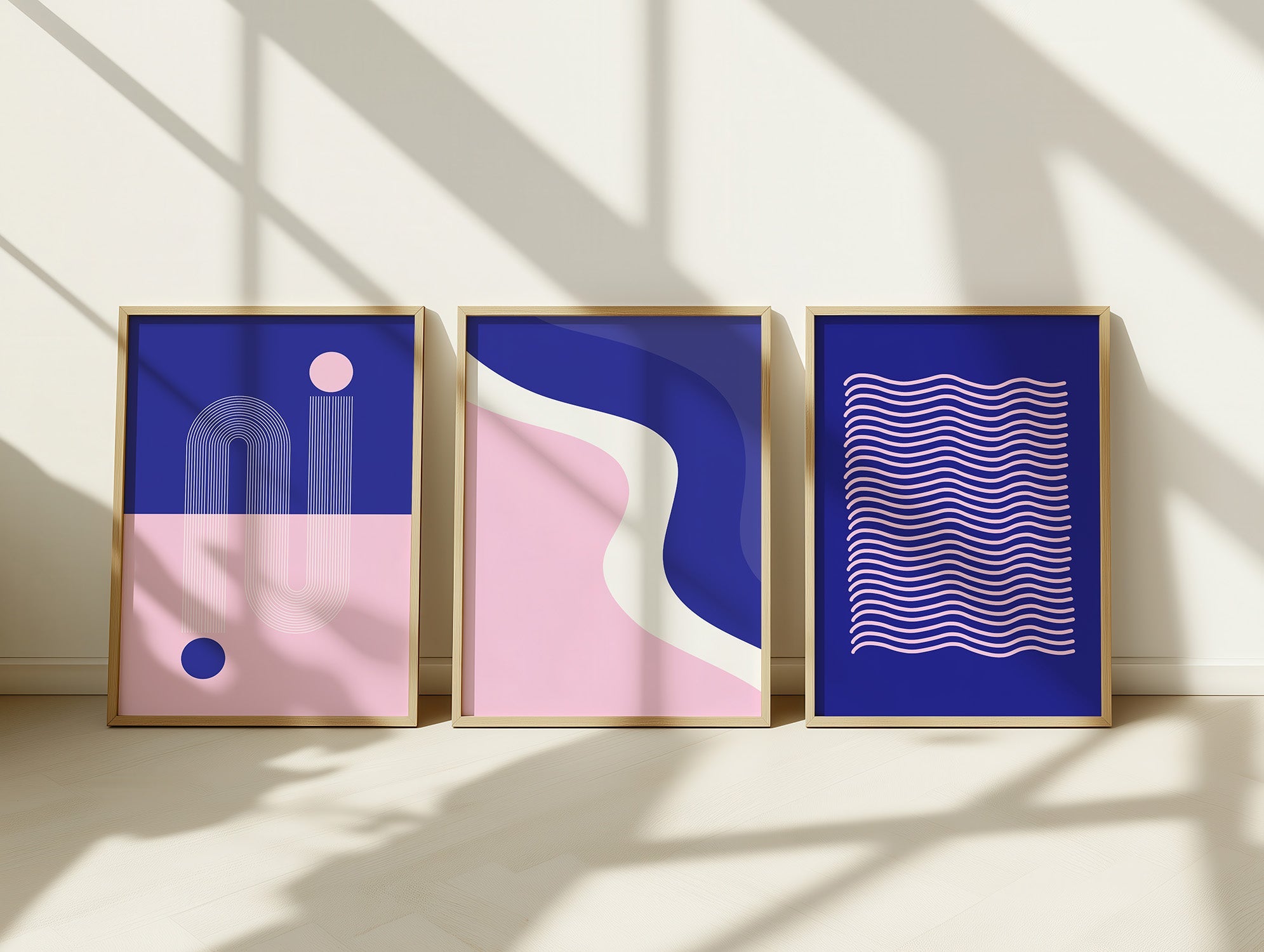 Abstrakte Poster blau rosa