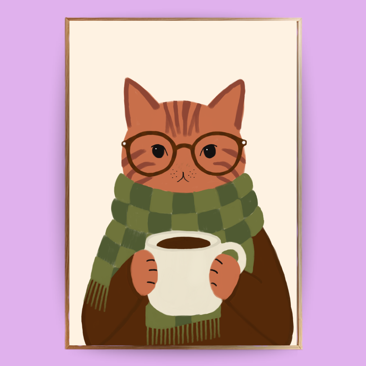 Cozy Cat Poster - Terracotta