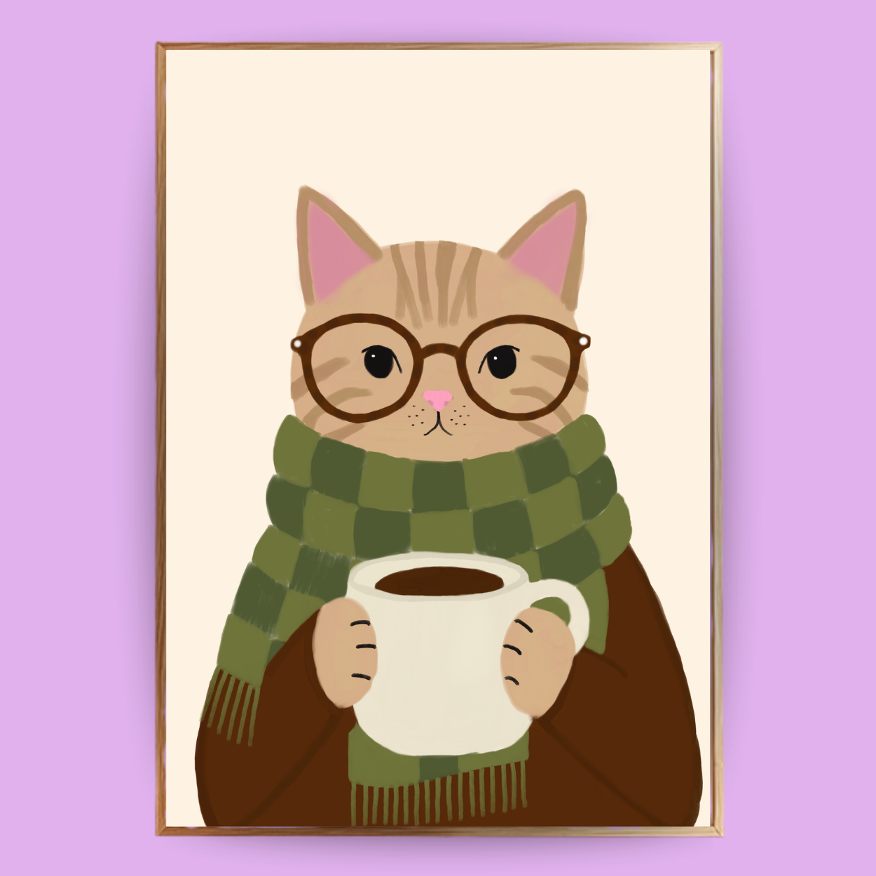 Cozy Cat Poster - Creme