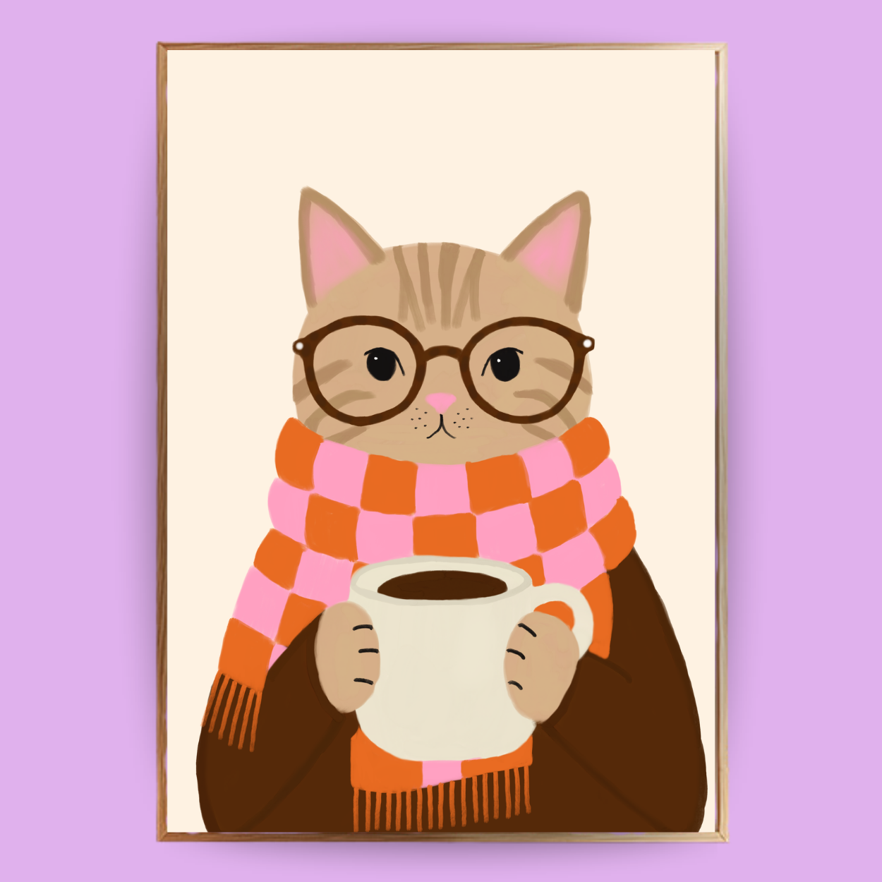 Cozy Cat Poster - Creme