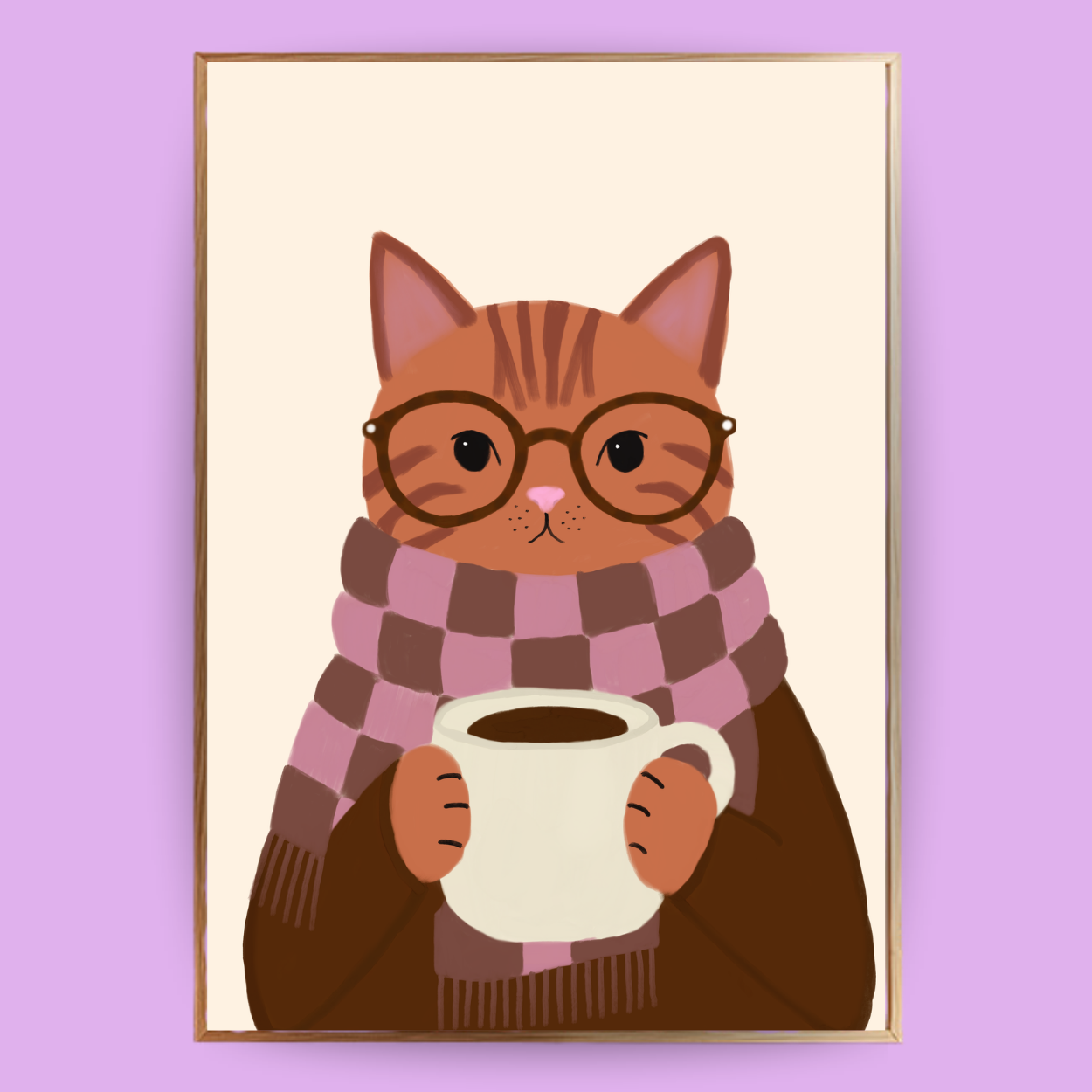 Cozy Cat Poster - Terracotta