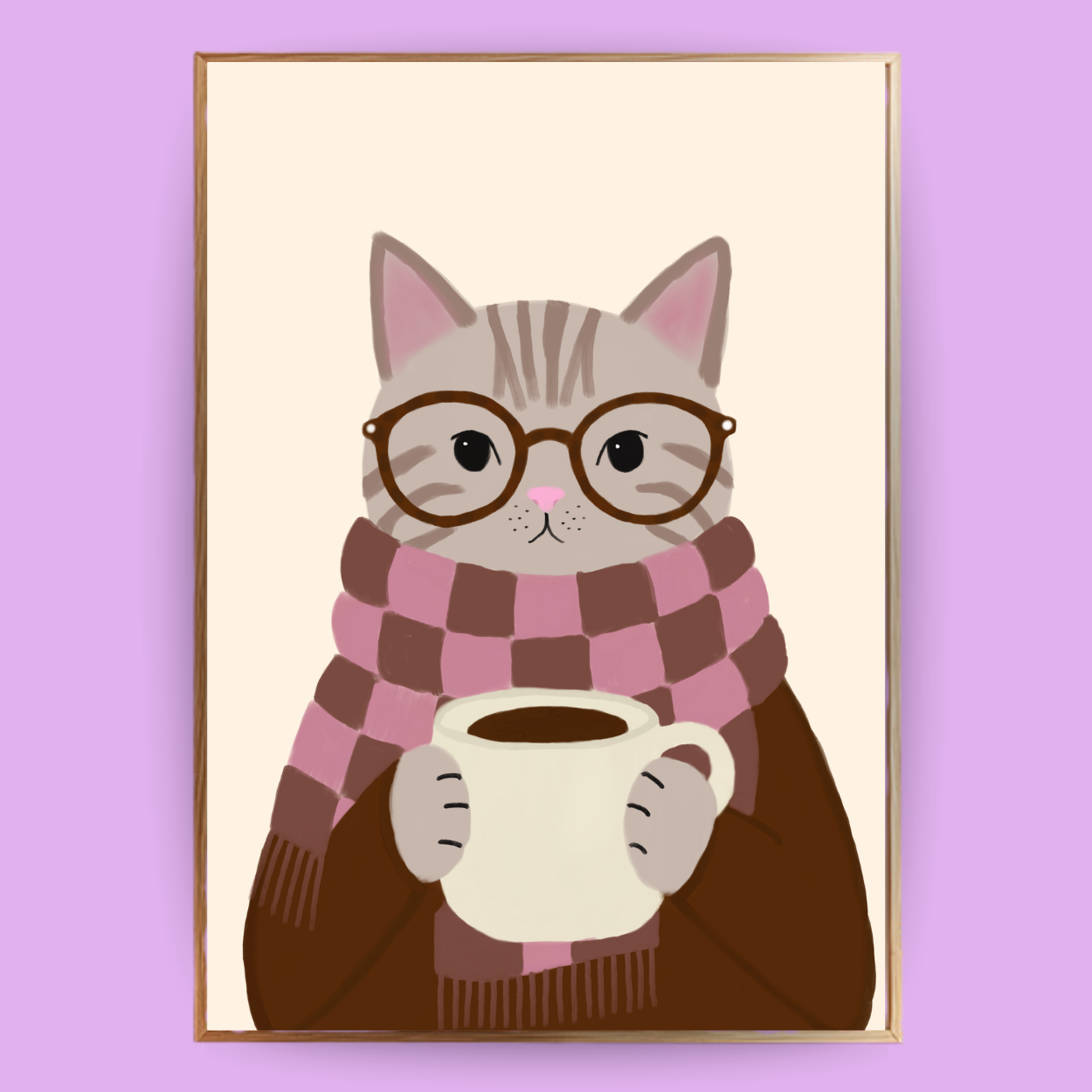 Cozy Cat Poster - Grau