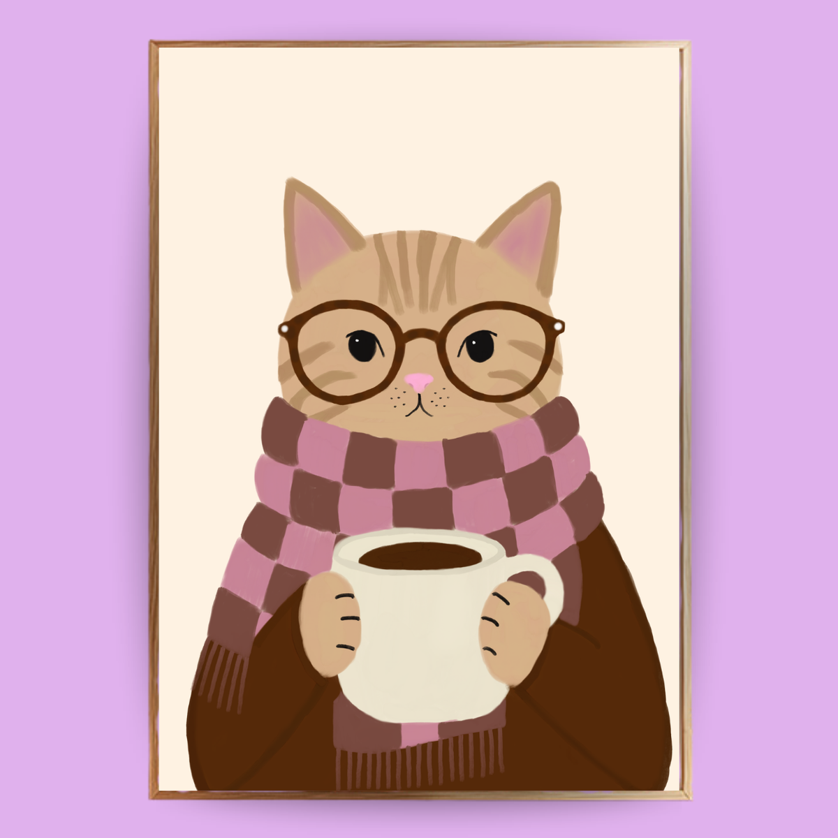 Cozy Cat Poster - Creme