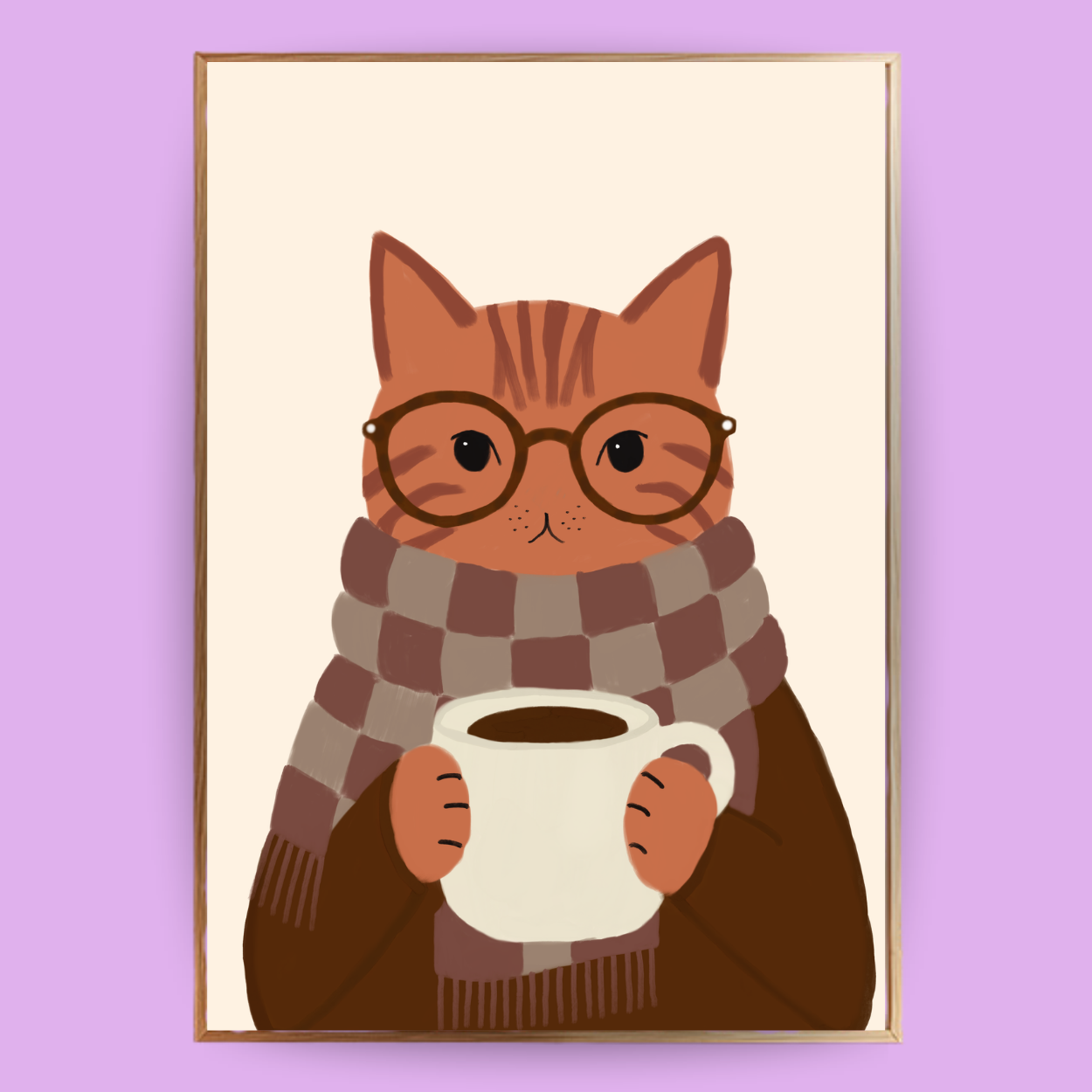 Cozy Cat Poster - Terracotta