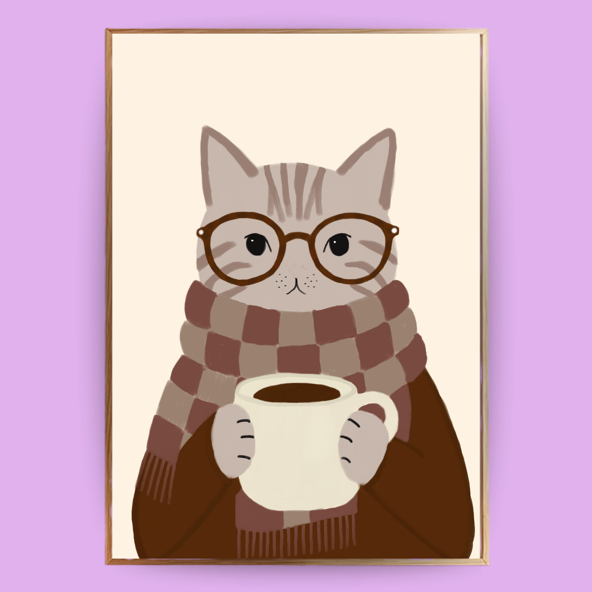 Cozy Cat Poster - Grau