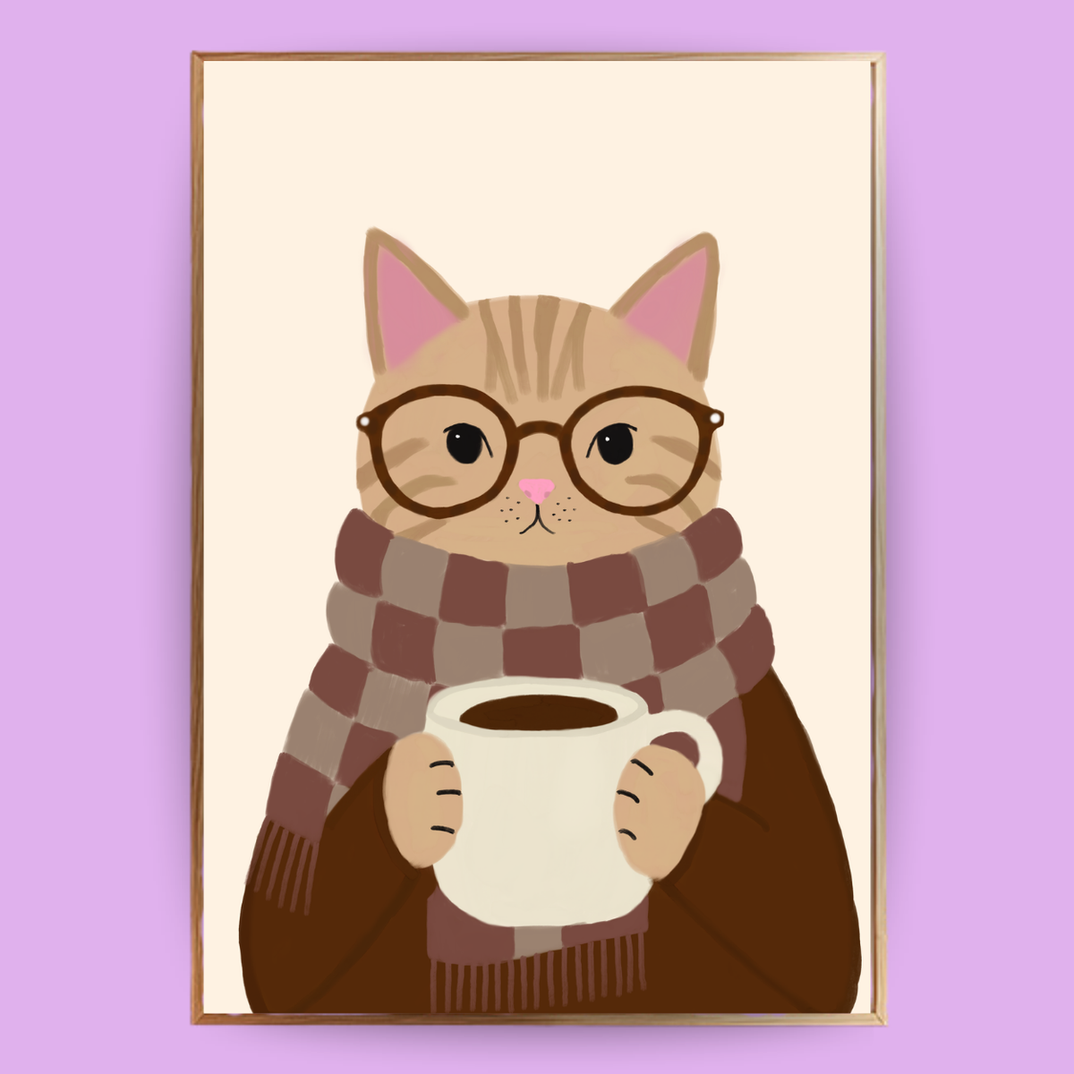 Cozy Cat Poster - Creme