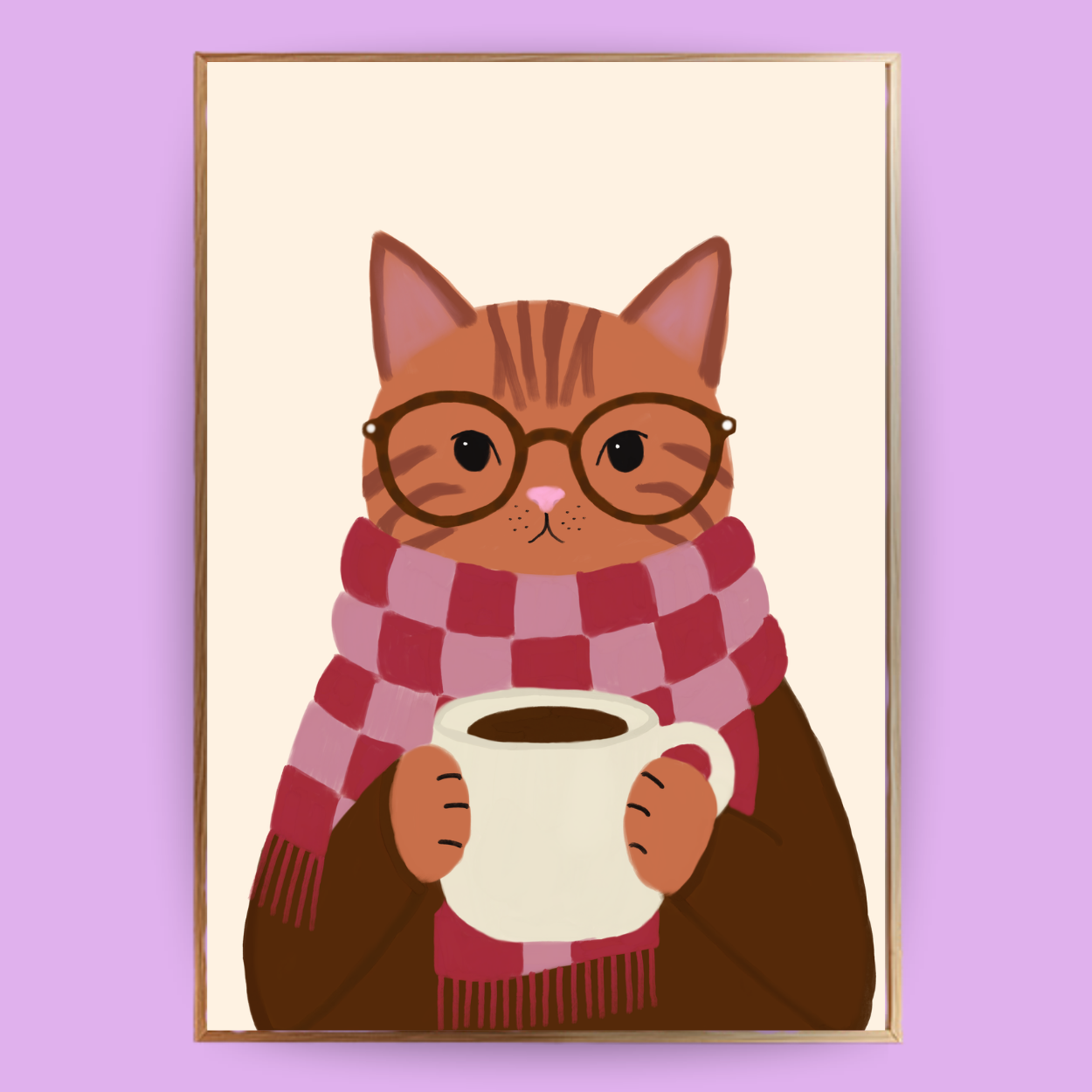 Cozy Cat Poster - Terracotta