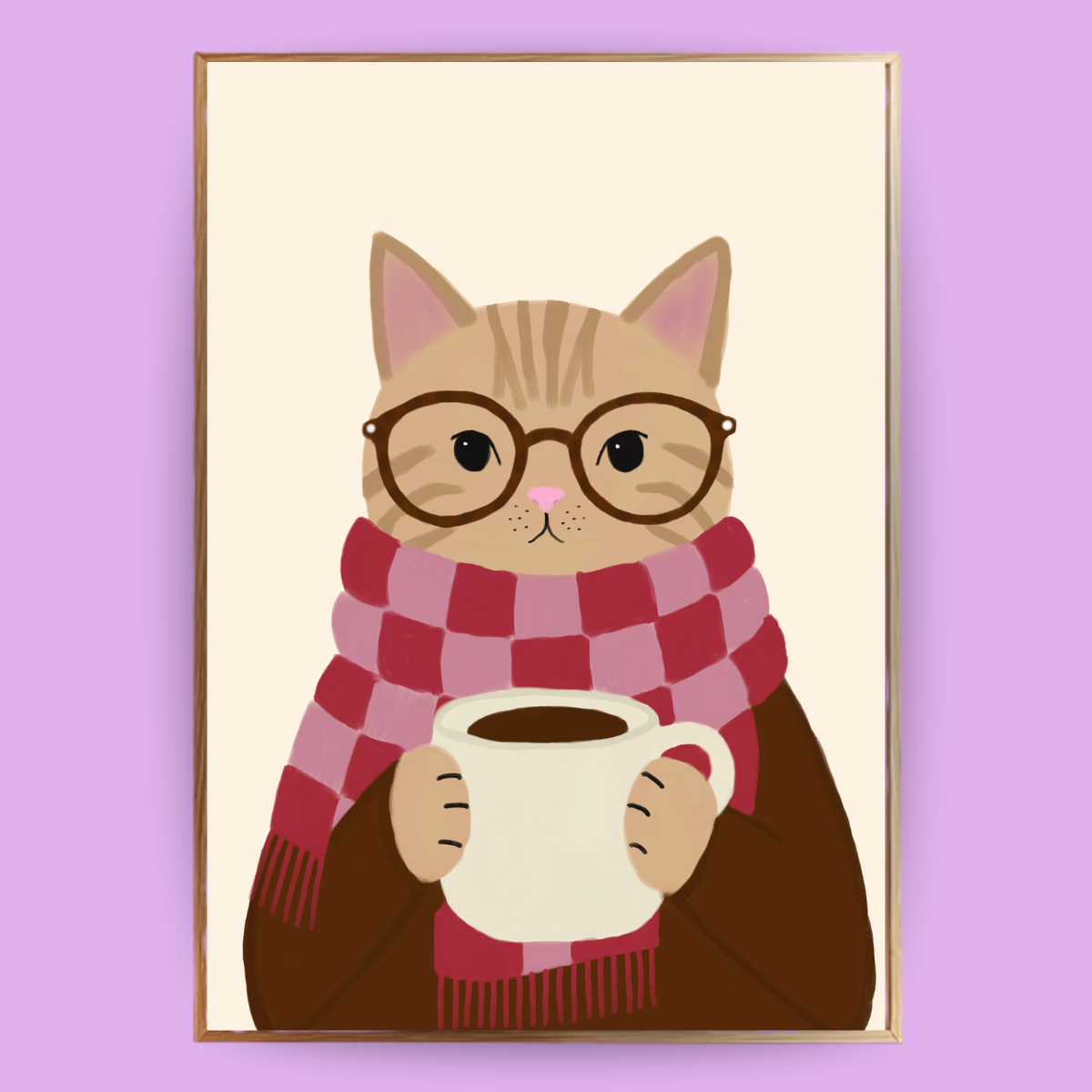 Cozy Cat Poster - Creme