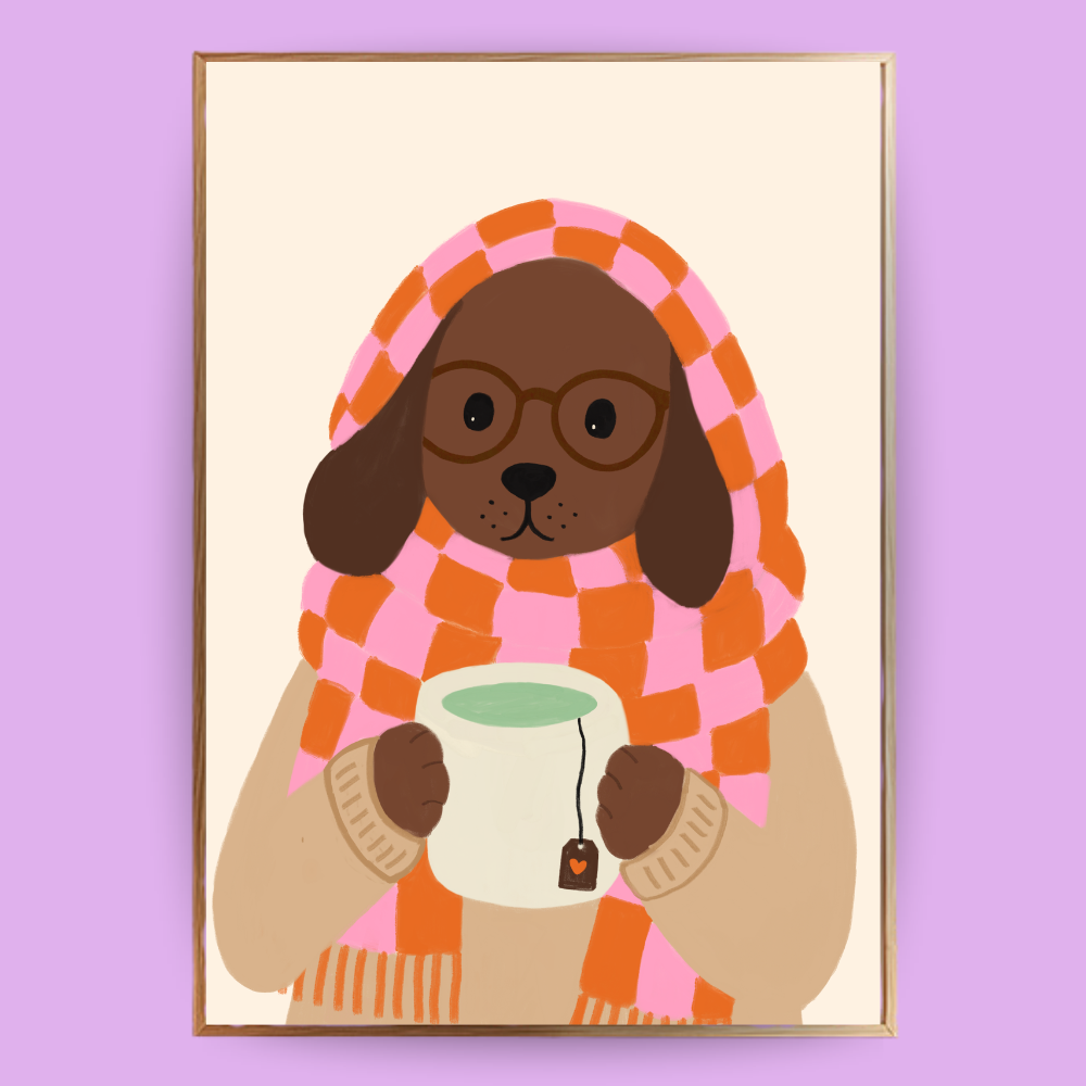 Cozy Dog Poster - Braun