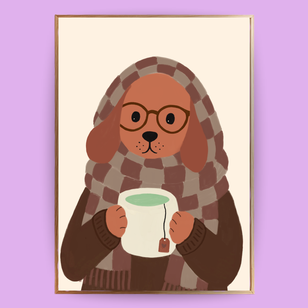 Cozy Dog Poster - Terracotta