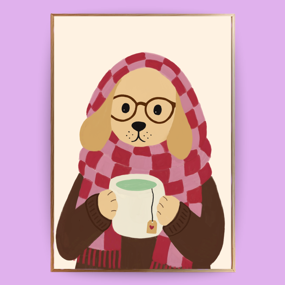 Cozy Dog Poster - Creme