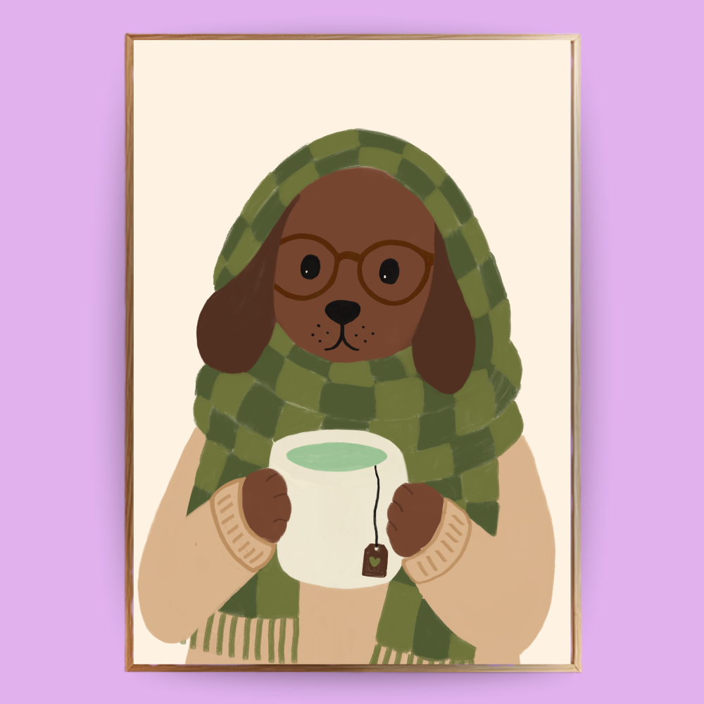 Cozy Dog Poster - Braun