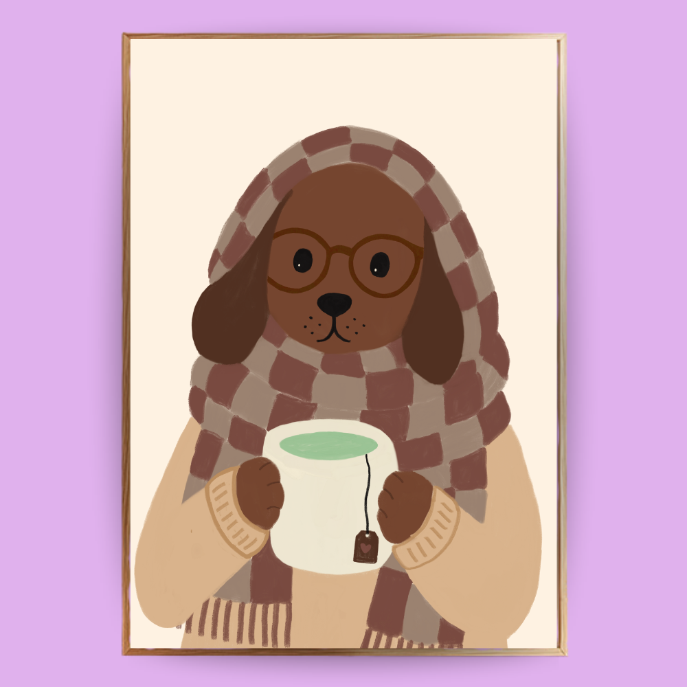 Cozy Dog Poster - Braun