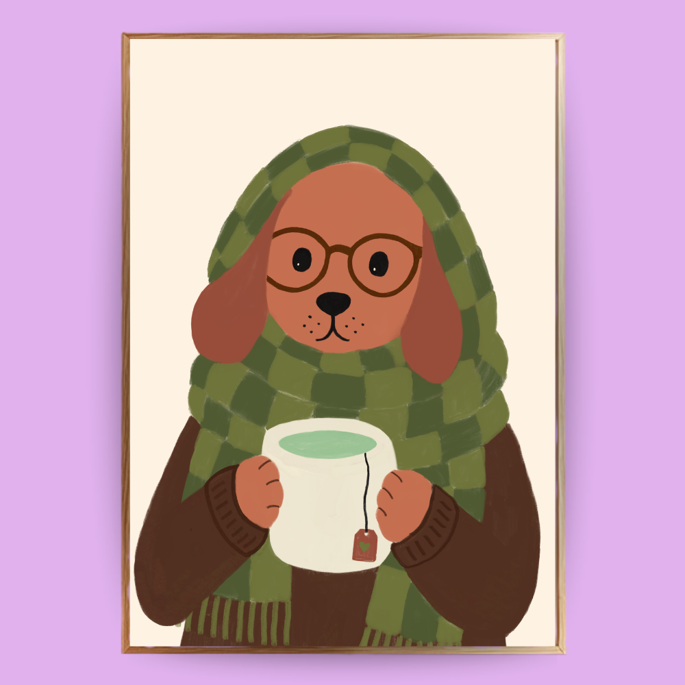 Cozy Dog Poster - Terracotta