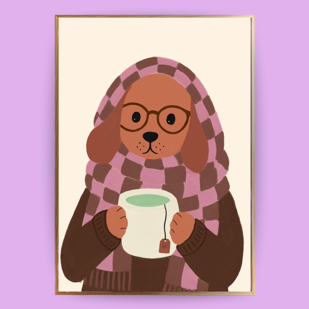 Cozy Dog Poster - Terracotta