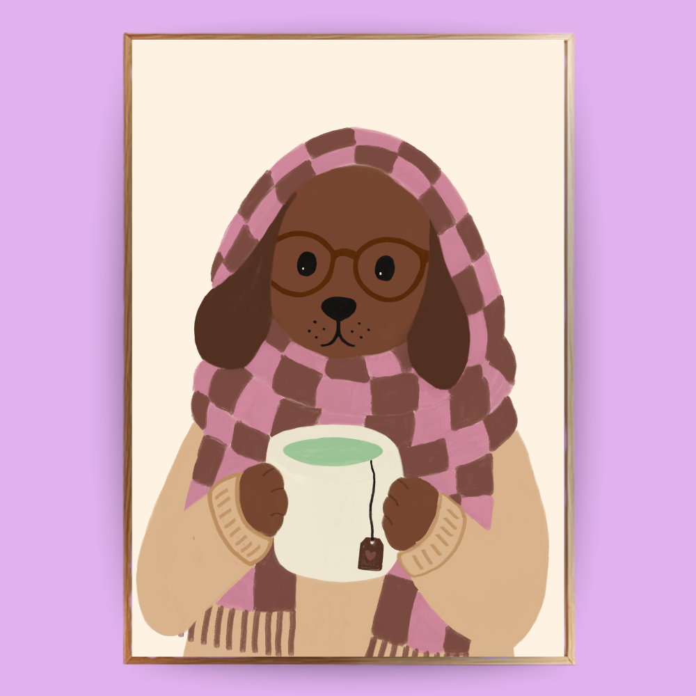 Cozy Dog Poster - Braun