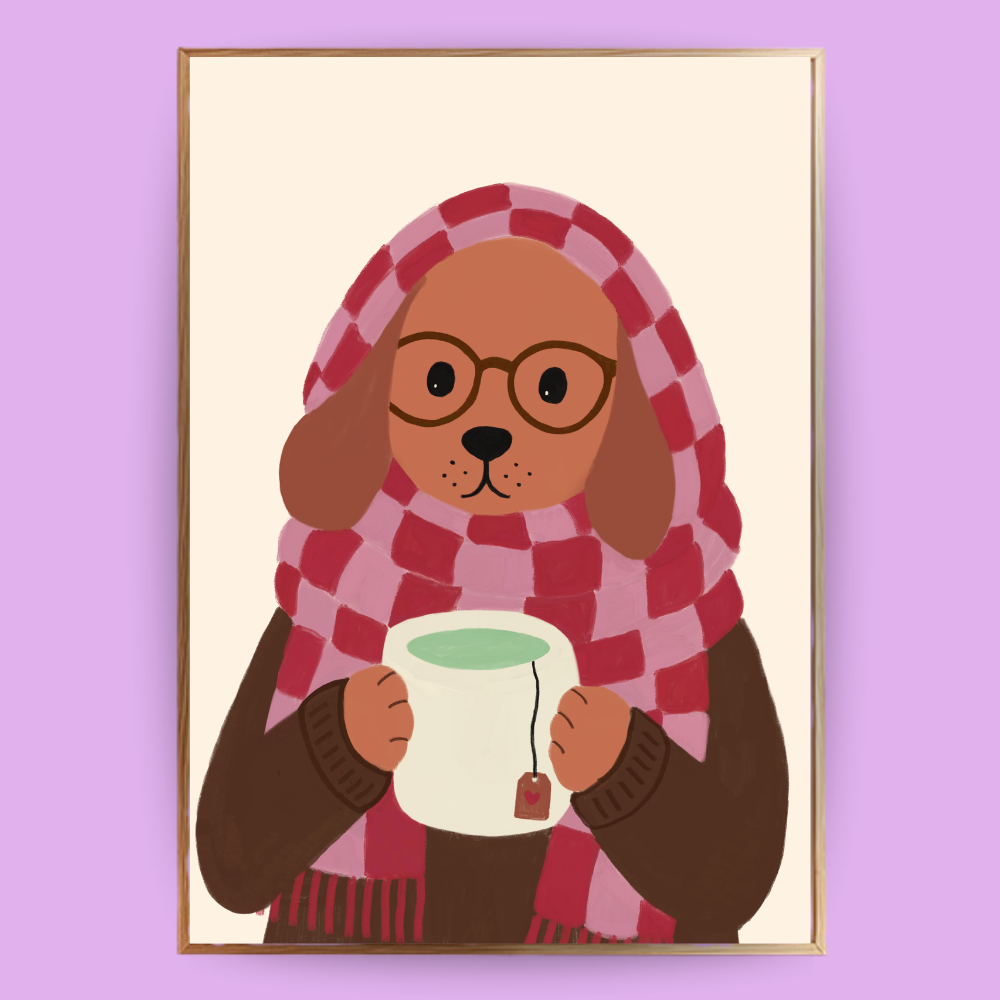 Cozy Dog Poster - Terracotta