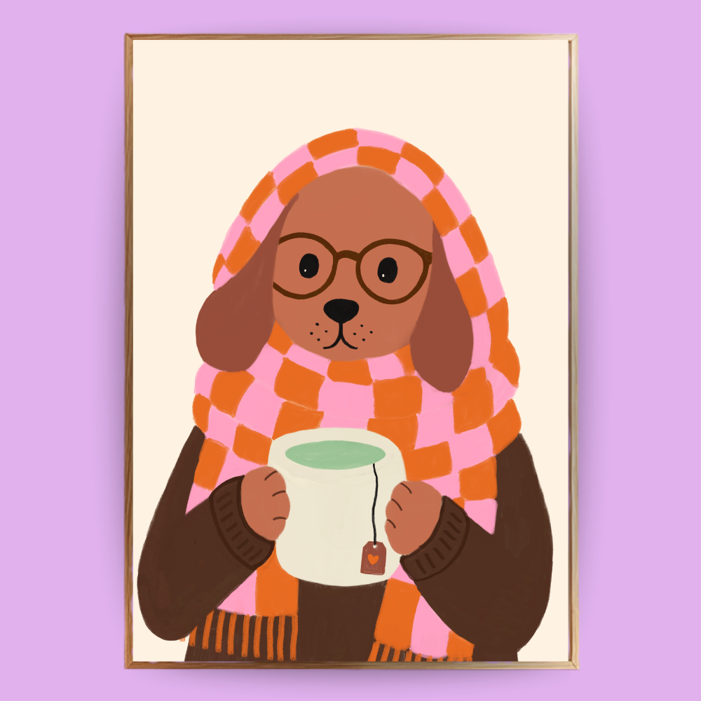 Cozy Dog Poster - Terracotta