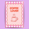 Poster im Rahmen mit Aufdruck "Coffee Lover" in der Farbe rosa und rot